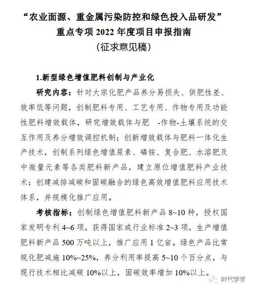 农业面源与重金属污染防控及绿色投入品研发 2022年度重点专项项目申请与技术服务方向